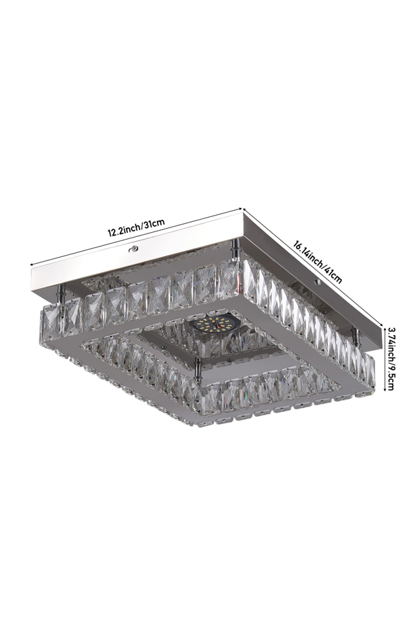 Living and Home 25W Rectangular Crystal Ceiling Light Chandelier
