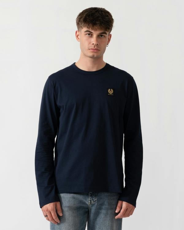 Belstaff Mens Long Sleeved Logo T-Shirt - Dark Ink front