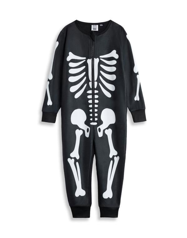 Show Me The Merch Unisex Kids Black Skeleton Onesie