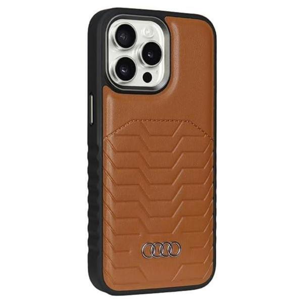 Audi Synthetic Leather Hard Case with MagSafe for iPhone 15 Pro 6.1" Brown - AU-TPUPCMIP15P-GT/D3-BN