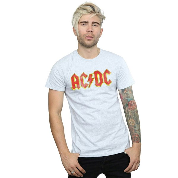 AC/DC Mens Distressed Logo T-Shirt - Sports Grey