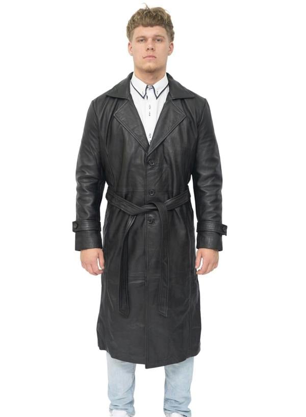 Infinity Leather Mens Leather Full Length Trench Coat-Appleton