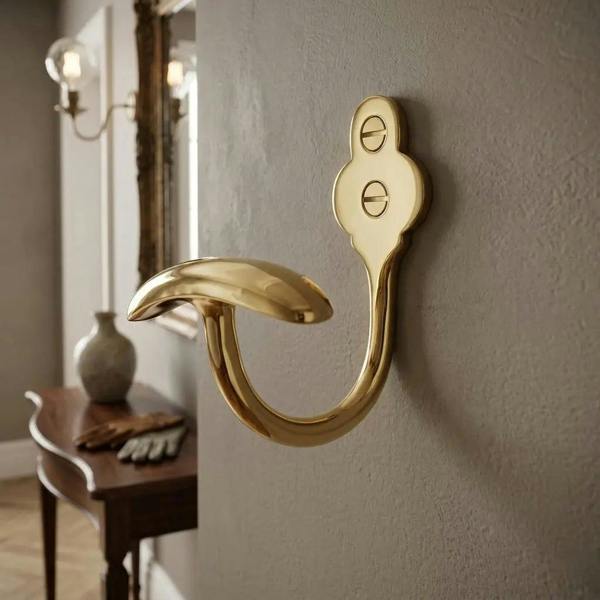 Polished Brass Bowler Top Hat Coat Hook