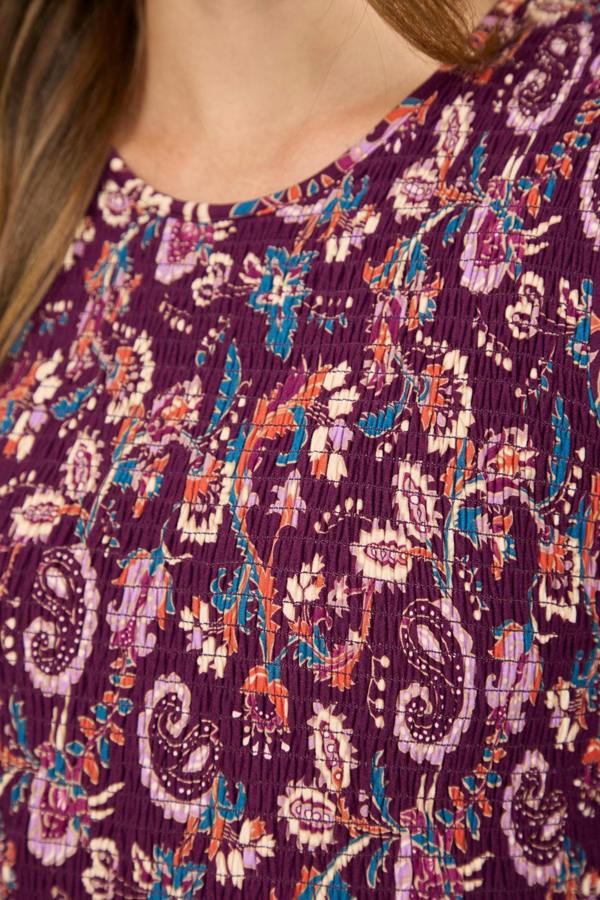 Mudflower Paisley Print Shirred Soft Touch Bodice Midi Dress