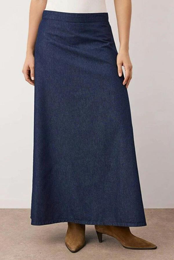 WOVCOR Flounced Maxi Denim Skirt