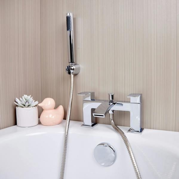 Flode Boras | Bath Shower Mixer | Including Handset and Holder | Chrome