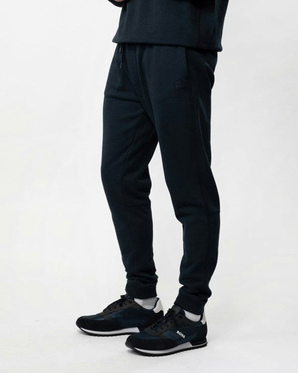 BOSS Orange Sestart Mens Cotton-Terry Tracksuit Bottoms With Logo Patch NOS - Dark Blue 404 - CHO - Designer Mens Joggers