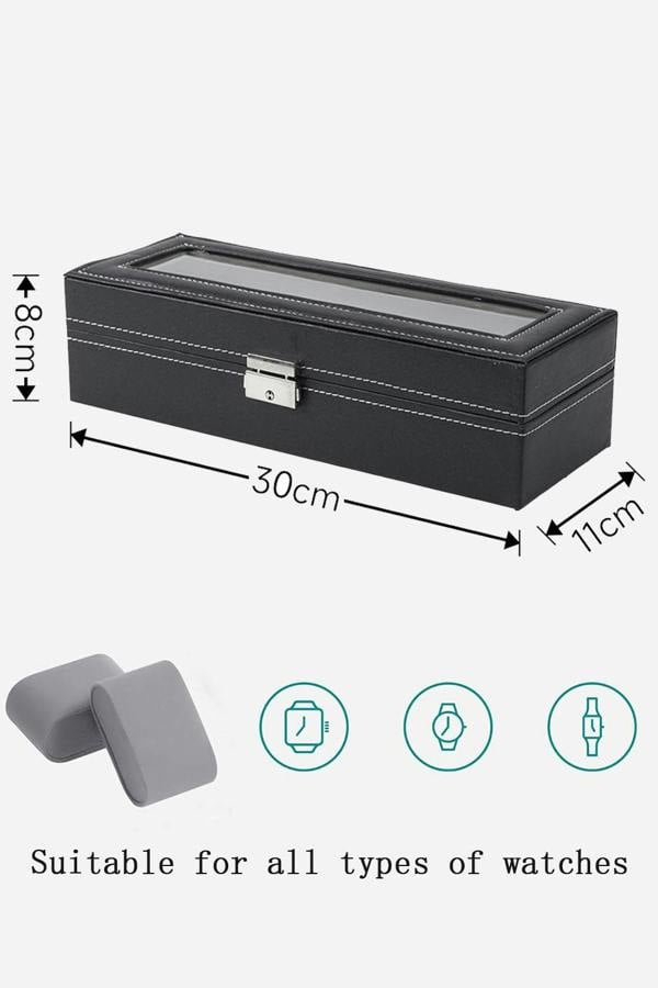 Living and Home Faux Leather Watch Display Case Jewelry Storage Boxes