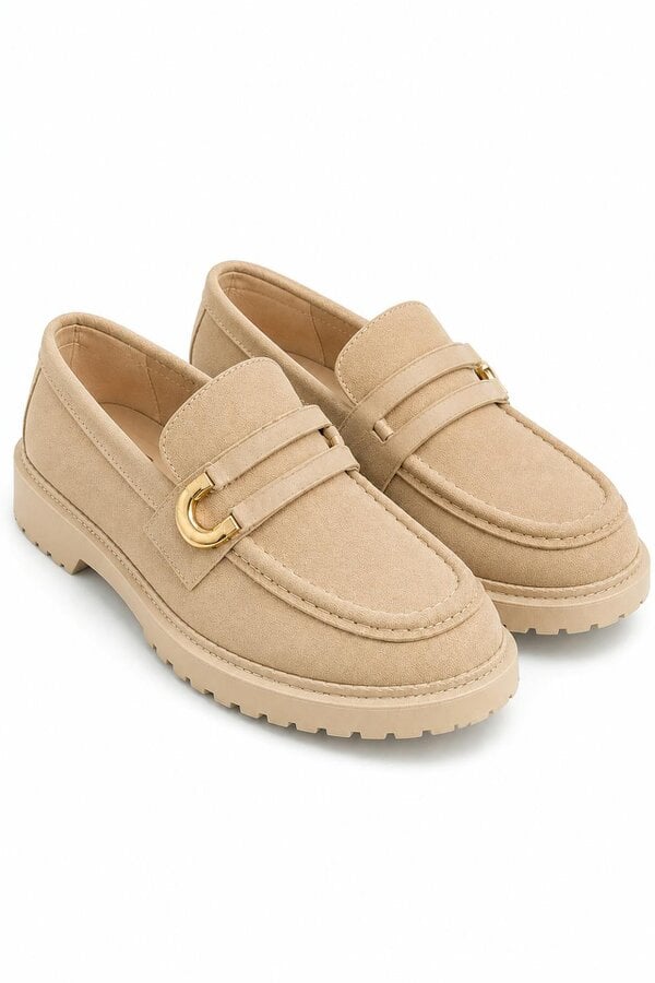 Love Lemonade Comfort Darcy Buckle Everyday Chunky Loafers Nude