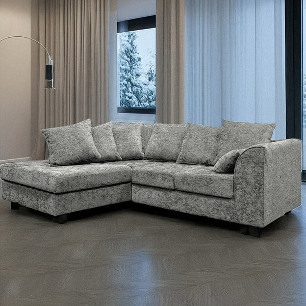 Furnishings For Less Monaco Chenille Fabric 4 Seater L Shaped Corner Sofa