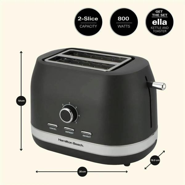 Hamilton Beach Ella 2 Slice Toaster - Matte Charcoal