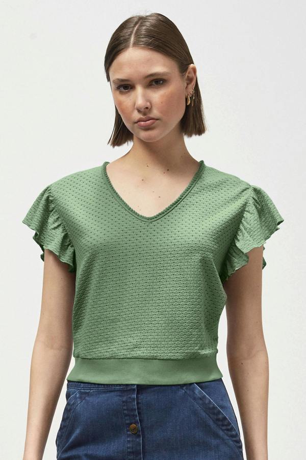 ENORSIA Women’s Frill Sleeve T-Shirt
