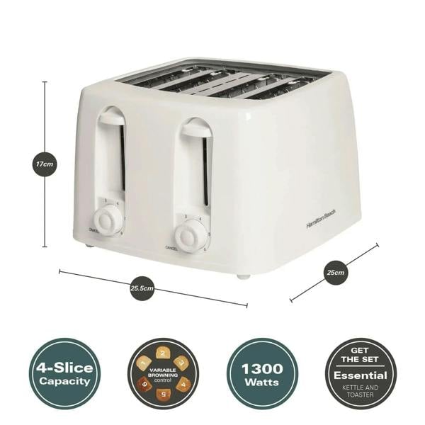 Hamilton Beach Essentials 4 Slice Toaster - White