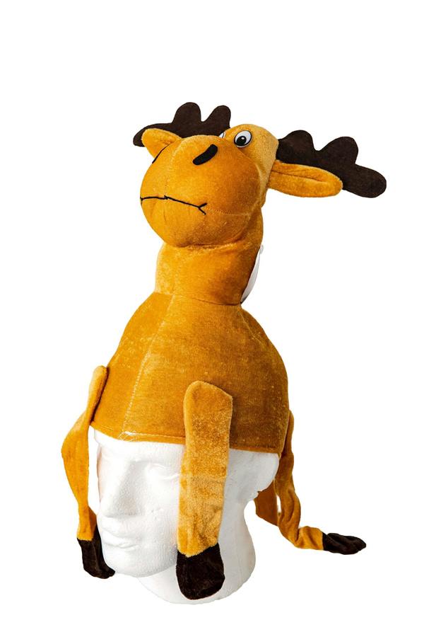 Reindeer Plush Novelty Christmas Hat for Adults and Kids, Soft Beige Fancy Dress Headwear image 9
