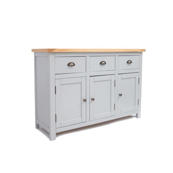 Cabinet Bits Argenta Light Grey 3 Drawer 3 Door Sideboard Brass Cup Handle