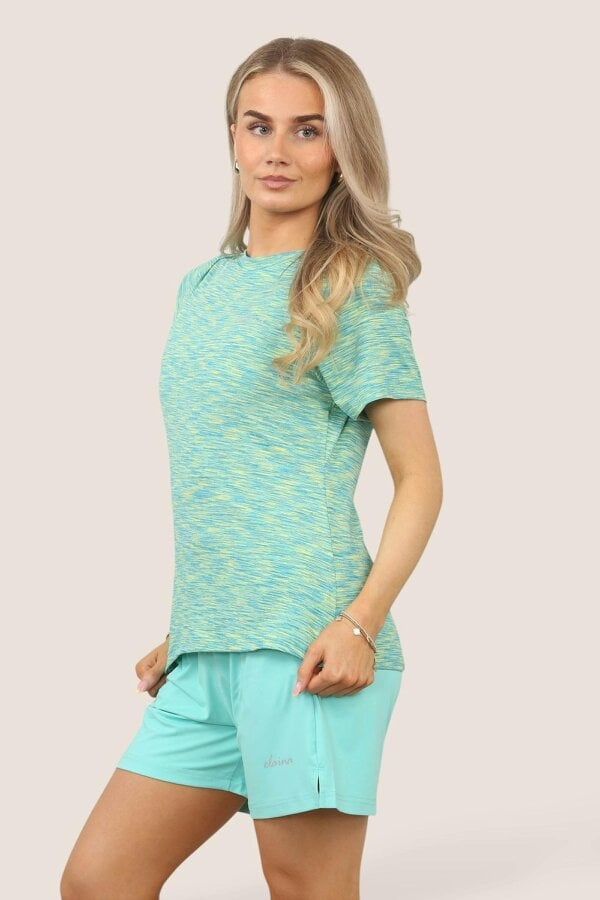 Elaina Fashion Women's Activewear Set – Lightweight Performance T-Shirt & Shorts with Pockets, Gym, Yoga, Running | Various Colours - AQUA BLUE
