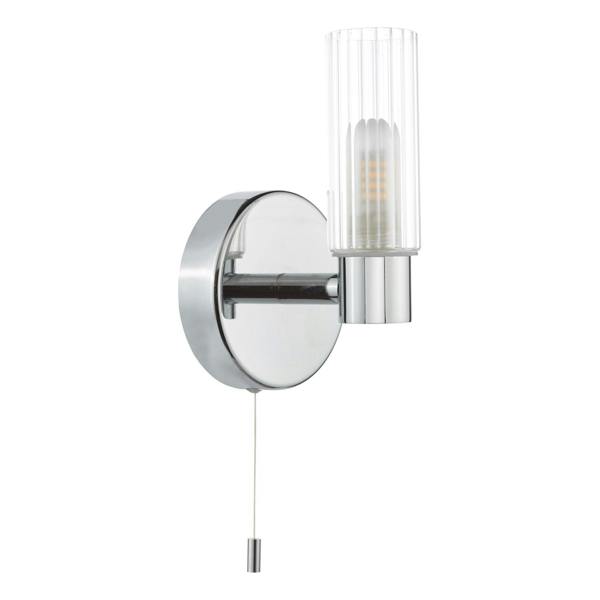 Pagazzi Lighting Hannah Polished Chrome & Glass Bathroom Wall Light