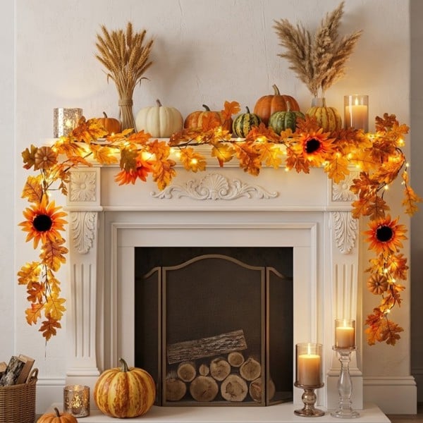 Garden Greatness Autumn Sunflower Lighted Garland