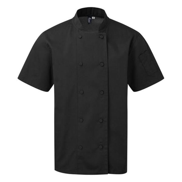 Premier Mens Coolchecker Short-Sleeved Chef Jacket - Black - 