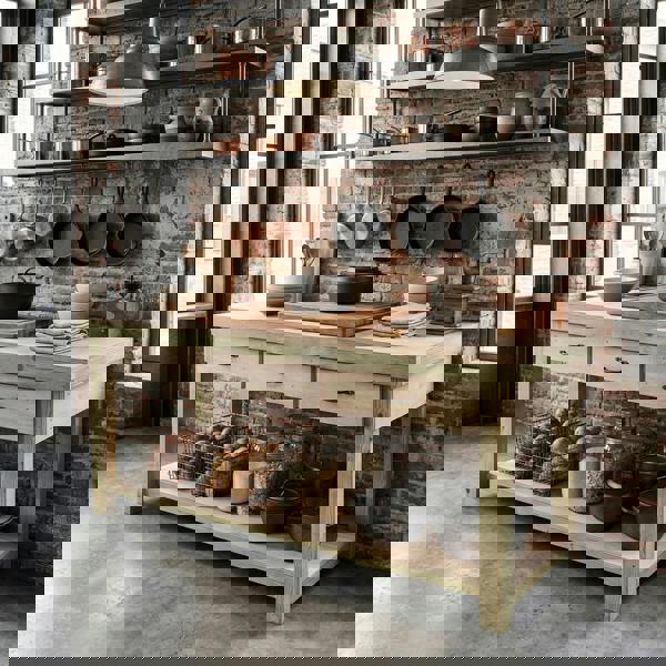 Wooden eucalyptus Top Workbench – Durable Tool Cabinet with Multiple Drawers, Ideal for Dry Indoor Spaces Such as Garages, Workshops, and Studios