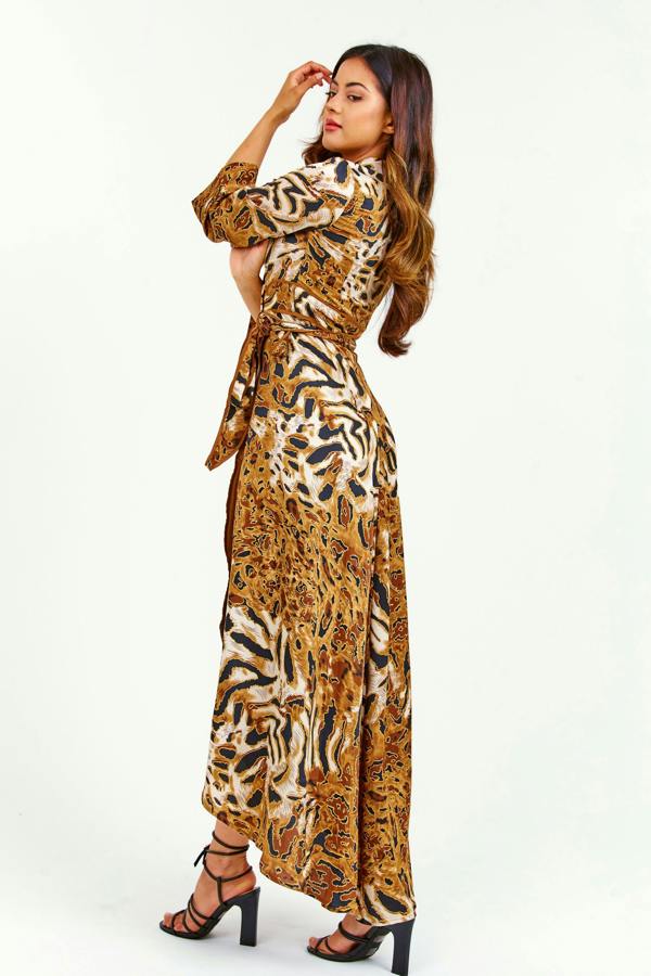 LuvForever Leopard Print Hi-Lo Wrap Dress