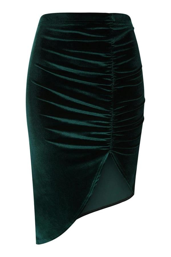 HotSquash Asymmetric Velvet Ruched Skirt