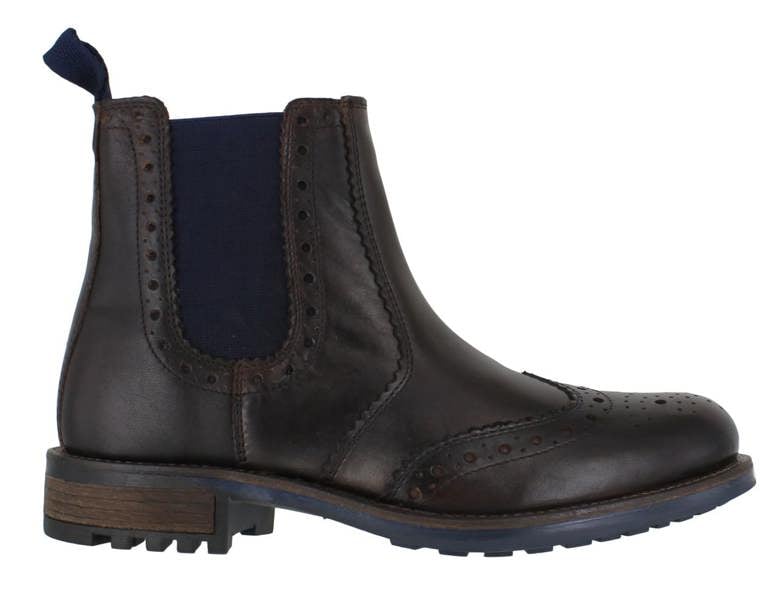 Catesby Mens Pull On Ankle Dealer Chelsea Brogue Wingtip Boots