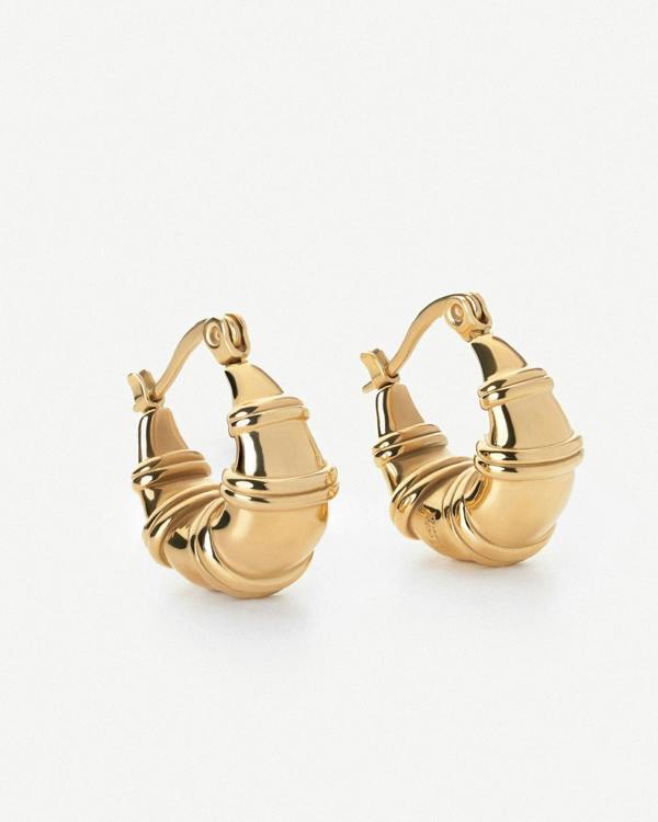 Elk & Bloom High Hoops Chunky Teardrop 15K Gold Plated Ringed Hoops