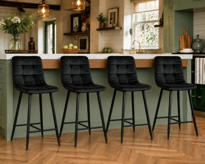 Outdoor Living Erica Plush Velvet Comfort Bar Stools - Set of 4