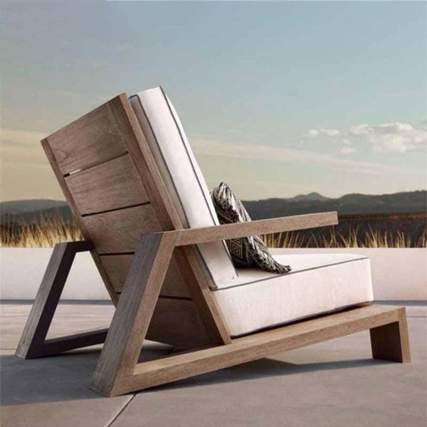 Chandler Oak Lounge Chair And Ottoman, Outdoor Armchair-Weilai Concept-Weilai Concept