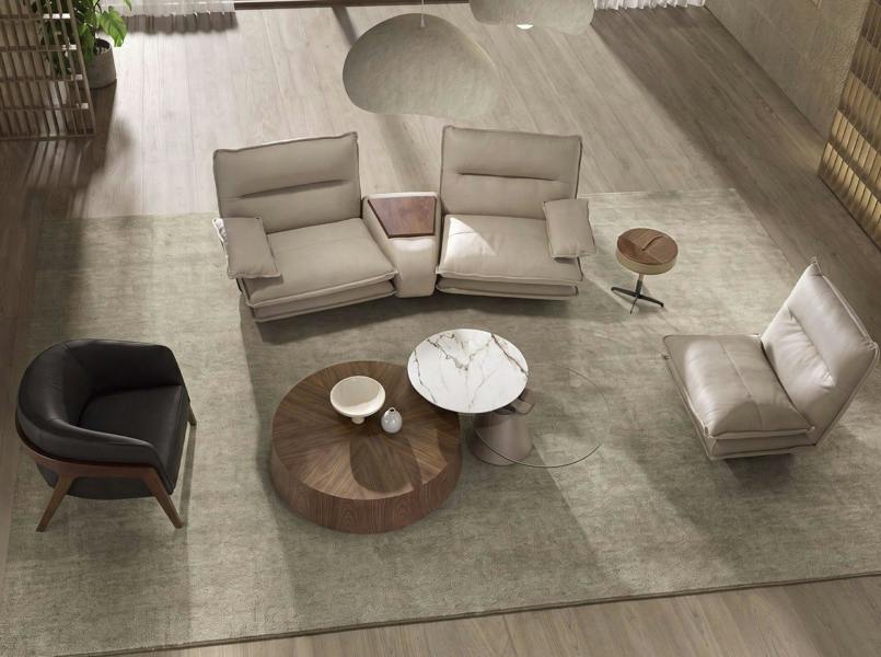 Angel Cerdá Taupe grey leather swivel armchair 5244