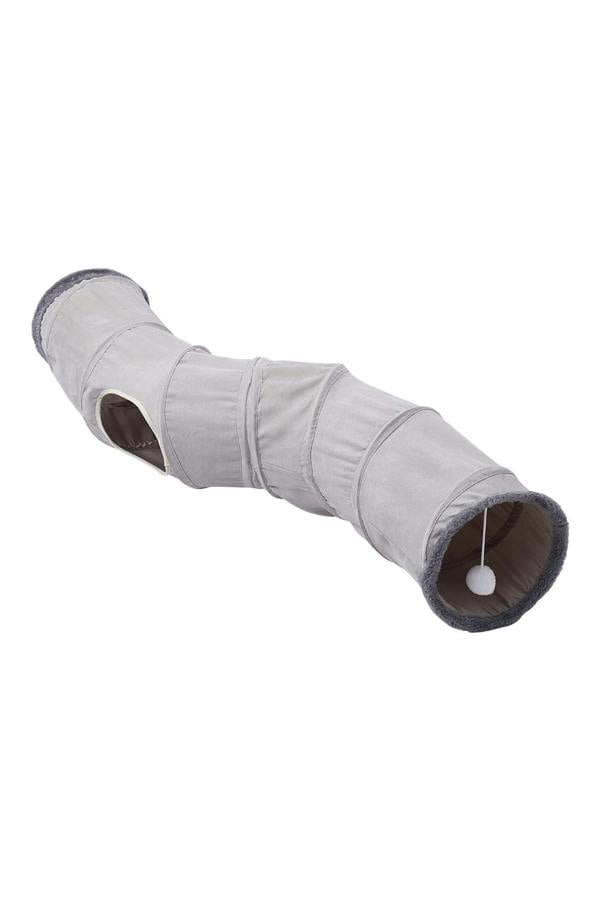 Living and Home Long S-Shape Collapsible Cat Play Tunnel with Hanging Ball