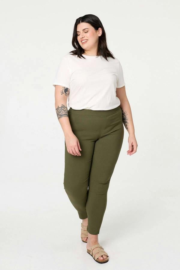 Khaki | Curve Stretchy High Waist Jeggings : Model is 6"/183 cm and wears UK20/EU48/US16/AUS20