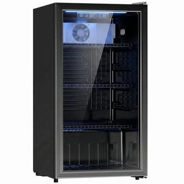Bobobiy 90L Drinks Fridge, 139 Can Under Counter Freestanding Beer Fridge with LED Light