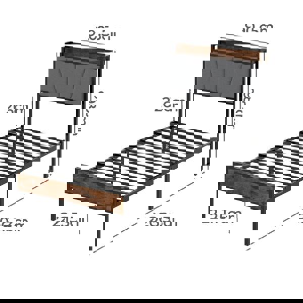 Levede Heavy Duty Single Bed Frame Metal Platform with Storage Headboard 3FT
