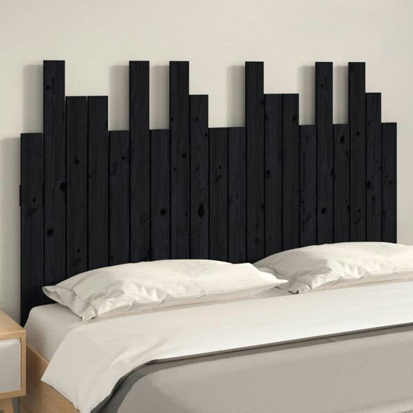 Berkfield Wall Headboard Black 127.5x3x80 cm Solid Wood Pine
