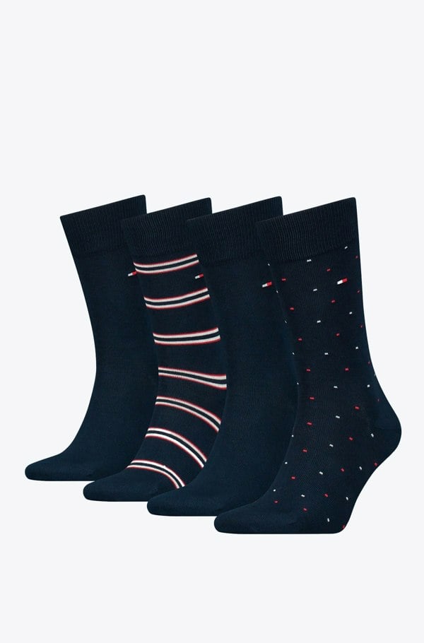 Tommy Hilfiger Men's Navy Blue 4 Pack Socks Gift Box (Size 9-11 UK)