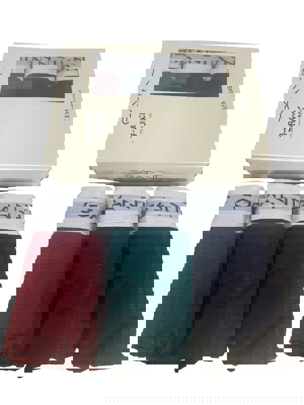 GantTrunks 3 - pack3 - Pack White Waistband Boxer Trunks, Burgundy/Green/NavyBoxers - and - Briefs.net