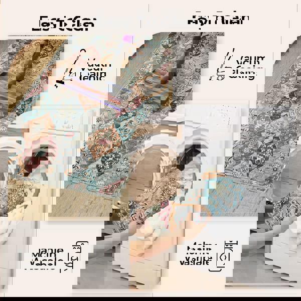 Marlow Floor Area Rug Runner for Living Room Bedroom Washable Non Slip 80x150cm