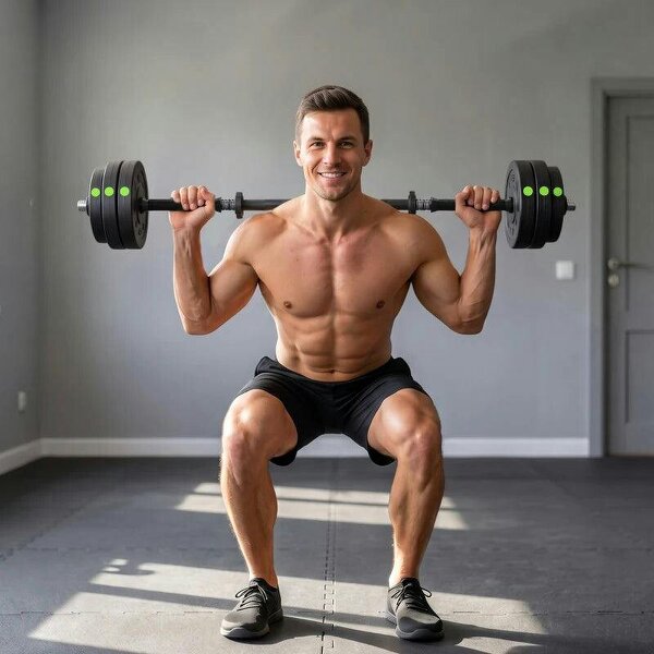 Adjustable Weight Barbell & Dumbbells Set Free Weights Strength Muscle Exercise Home Gym Training, Black and Green