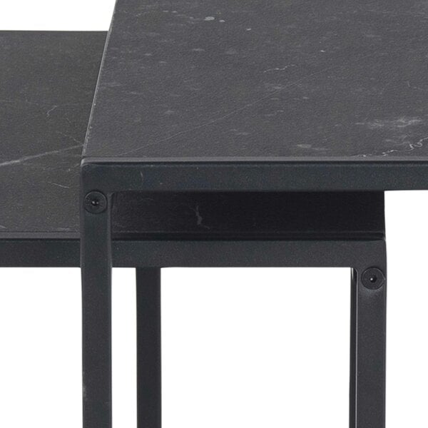 Wyld Haus Set of 2 Holbaeck Black Marble Effect Square Nesting Coffee Tables