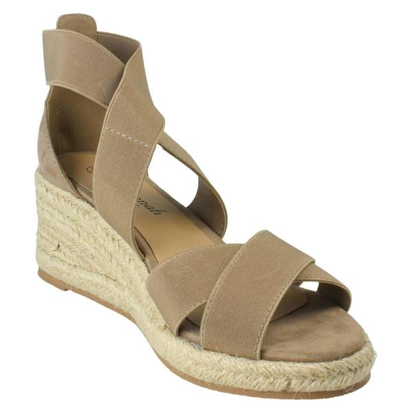 Savannah Ladies Savannah Elasticated Strap Wide Fit Wedge Heel Sandals F2308