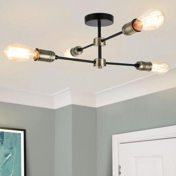 COSYLYTE Linton 4 Light Brass Adjustable Ceiling Light - Antique Brass