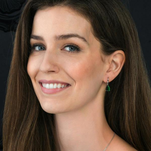 namana 925 Sterling Silver Green Pear Drop Earrings