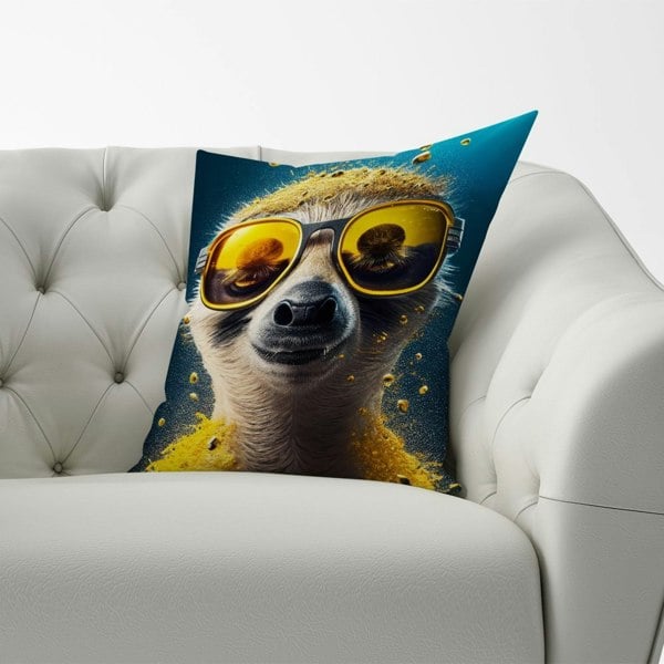 Warren Reed Meerkat With Golden Glasses Splashart Cushions