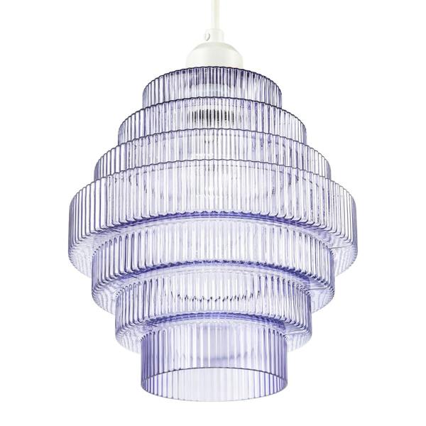 Tiered Stepped Design Smoked Lavender Glass Pendant Ceiling Lamp Shade Image 4