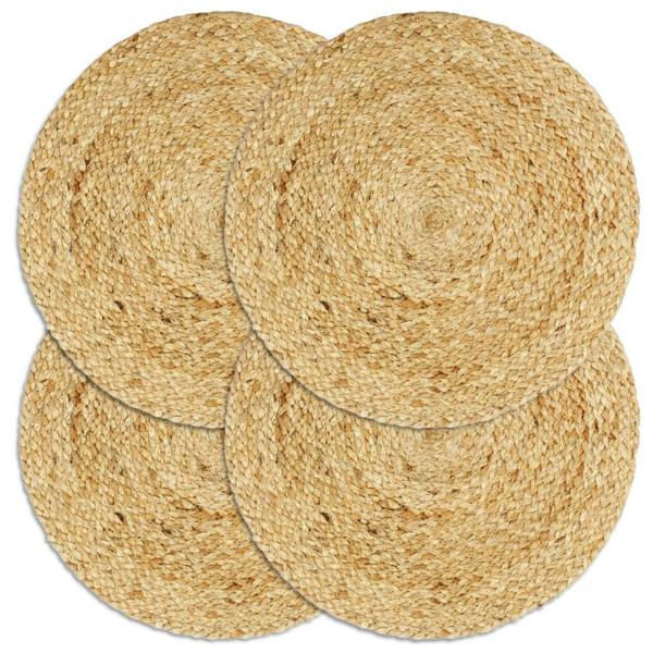 Berkfield Placemats 4 pcs Plain Natural 38 cm Round Jute