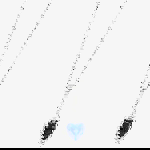 T. H. Baker Silver Blue Cubic Zirconia Wrapped Heart Pendant and Earring Set E614598+E614598-P