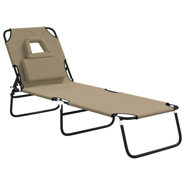 Berkfield Folding Sun Lounger Taupe Oxford Fabric&Powder-coated Steel