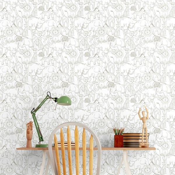 Hoopla Walls Animal Doodle - Smoke 10m Wallpaper